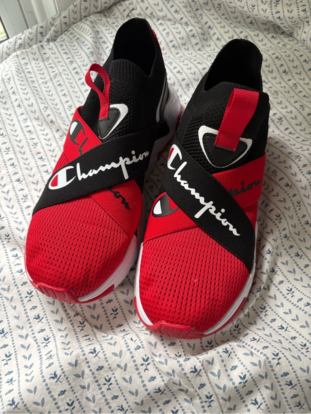 Champion Red and Black Slip-On Sneakers